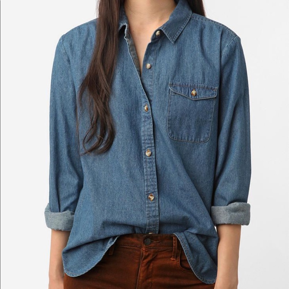 Urban Outfitters Denim Chanbray Button Down Shirt
